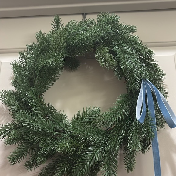 Real Touch Holiday Wreath Blue Velvet Farmhouse CottageCore Blue Wreath Final - Picture 4 of 6